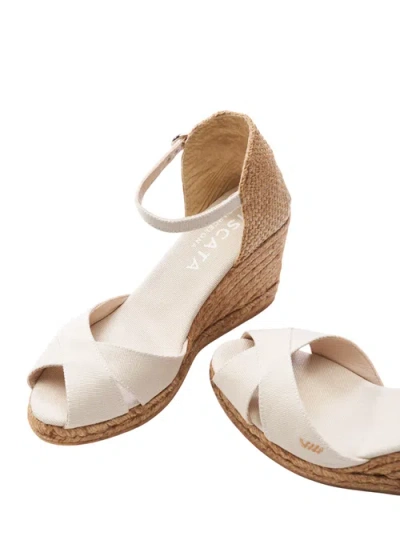Viscata Aiguafreda Canvas Espadrille Sandal Wedges In Beige