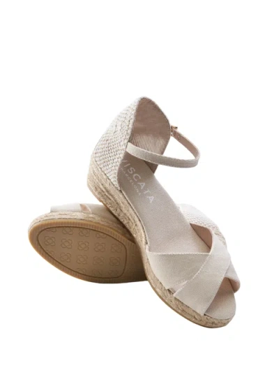Viscata Salina Canvas Espadrille Sandal Wedges In Beige