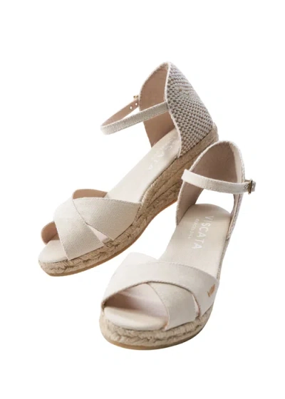 Viscata Salina Canvas Espadrille Sandal Wedges In Beige