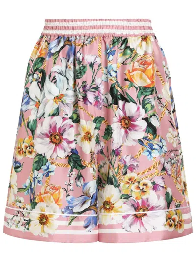 Dolce & Gabbana Shorts Pyjamas In Twill Print Majolica In Multicolor