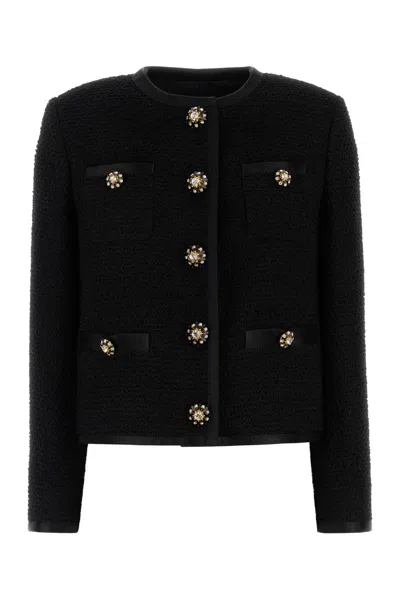 Dolce & Gabbana Single-breasted Tweed Bouclé Short Jacket In Black
