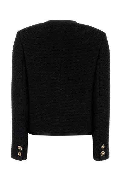 Dolce & Gabbana Single-breasted Tweed Bouclé Short Jacket In Black