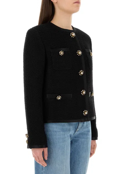 Dolce & Gabbana Single-breasted Tweed Bouclé Short Jacket In Black