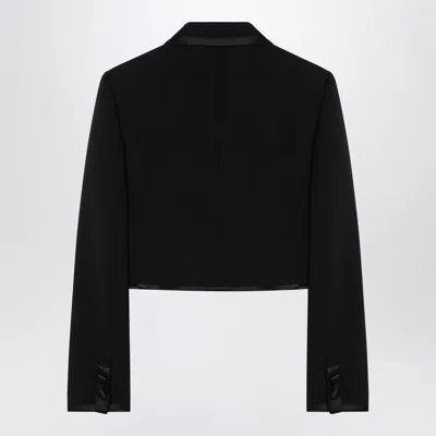Dolce & Gabbana Cropped Double-breasted Black Jacket In Black