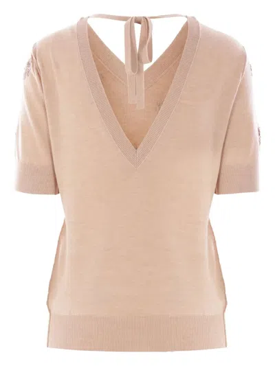 Fendi Women's Wool Cropped Sweater In Nude