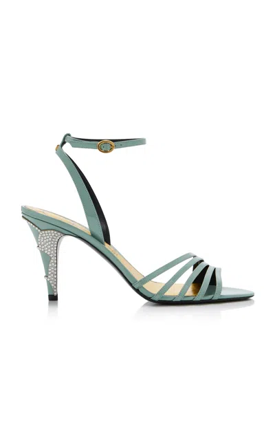 Valentino Garavani Ladycrush Leather Ankle-strap Sandals In Morning Dew Silver Shade