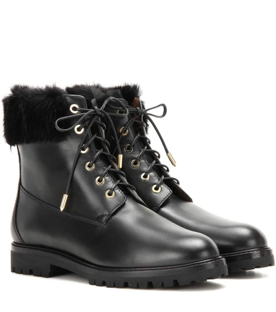 Shop Aquazzura Heilbrunner Leather Ankle Boots In Llack