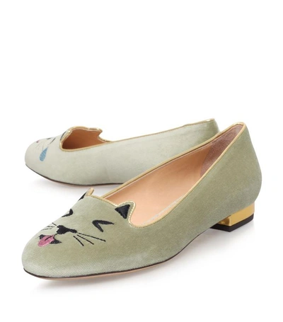 Shop Charlotte Olympia Lol Kitty Embroidered Flats