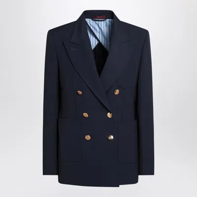 Gucci Blazer Double-breasted Gold-tone Buttons In Blue