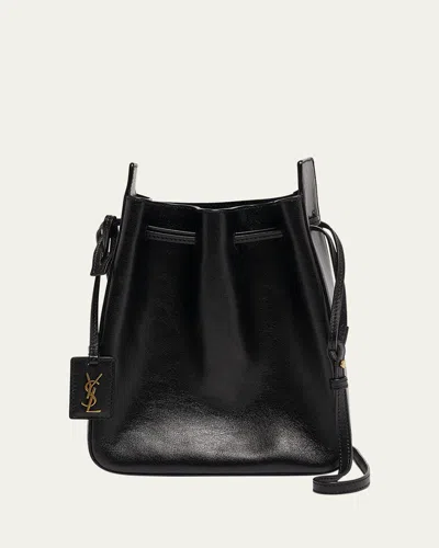 Saint Laurent Small Ysl Bucket Bag In Calfskin In Nero