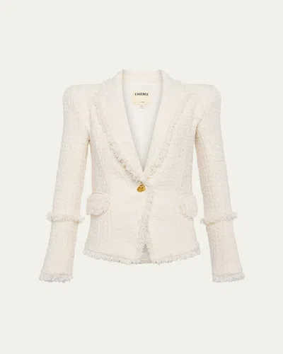 L'agence Kaisley Waffle Tweed Blazer In Vintage White