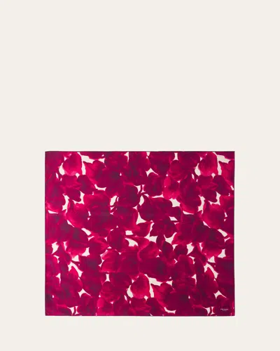 Prada Floral-print Silk Scarf In F0bxh Ciclamino Bianco