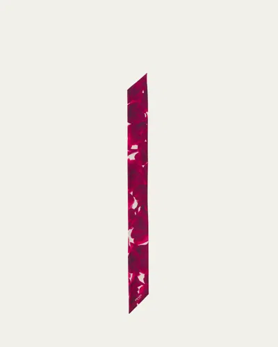 Prada Floral Silk Twill Skinny Scarf In Pink