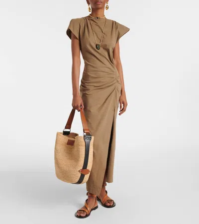 Isabel Marant Flat Brown Leather Sandals With Gold Stud Accents