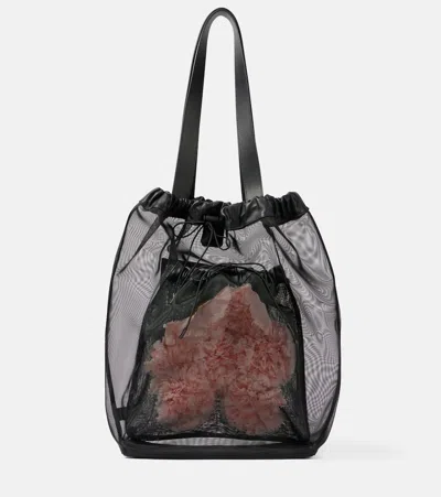 Simone Rocha Tote Carnation Pocket Mit Leder In Schwarz