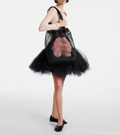 Simone Rocha Tote Carnation Pocket Mit Leder In Schwarz