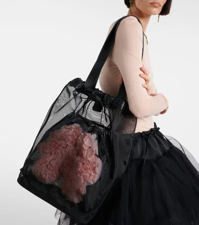 Simone Rocha Tote Carnation Pocket Mit Leder In Schwarz