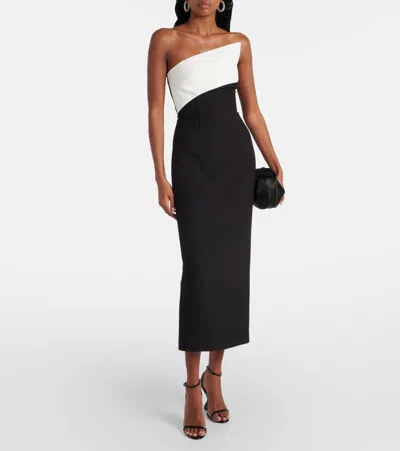 Roland Mouret Contrast-panel Midi Dress In Schwarz