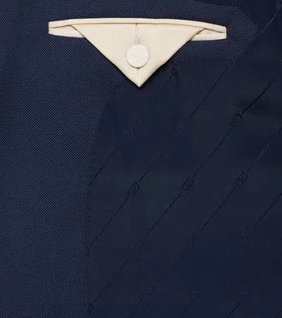 Valentino Wool Gabardine Jacket In Blue