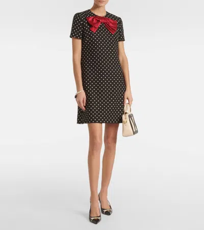 Valentino Dotted Mini Dress In Black