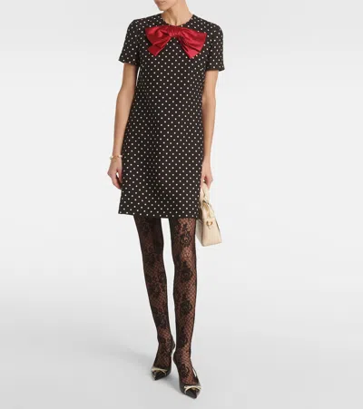Valentino Dotted Mini Dress In Black