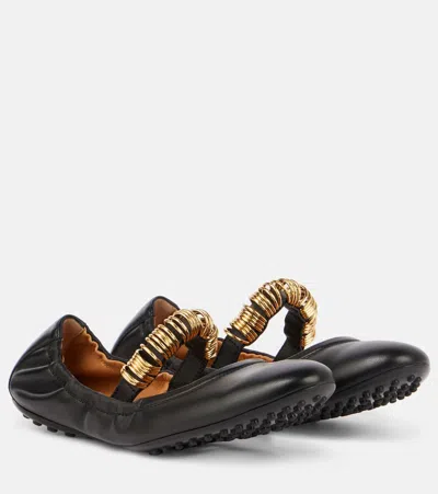 Tod's Leather Ballet Flats In Black