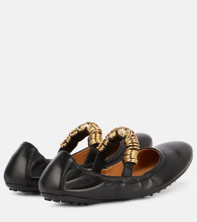 Tod's Leather Ballet Flats In Black