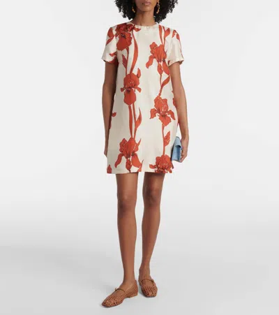 La Doublej Mini Swing Iris Dark Orange Dress In White