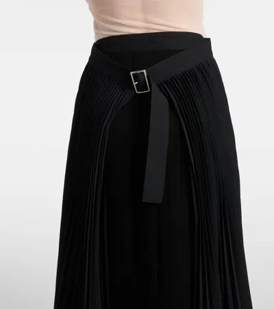 Junya Watanabe Wool Flared Tiered Midi Skirt In Black
