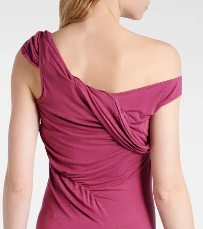 Rick Owens Sahara Asymmetric Gown In Burgundy