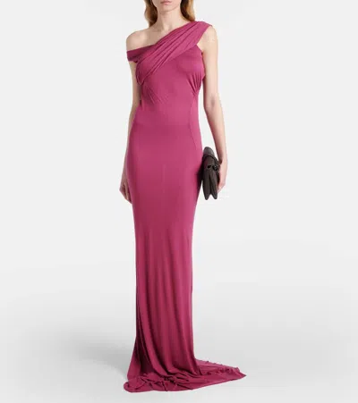 Rick Owens Sahara Asymmetric Gown In Burgundy