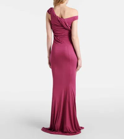 Rick Owens Sahara Asymmetric Gown In Burgundy