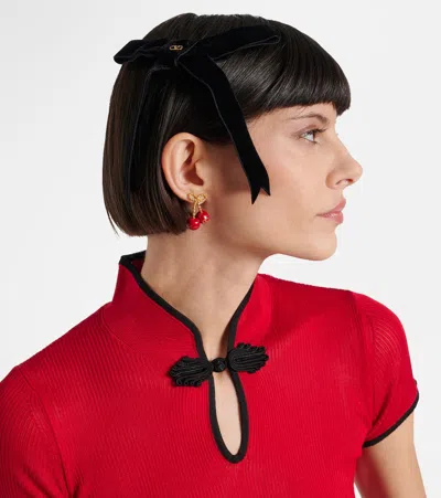 Valentino Garavani Valentino Vlogo Signature Bow Velvet Hair Clip In Black