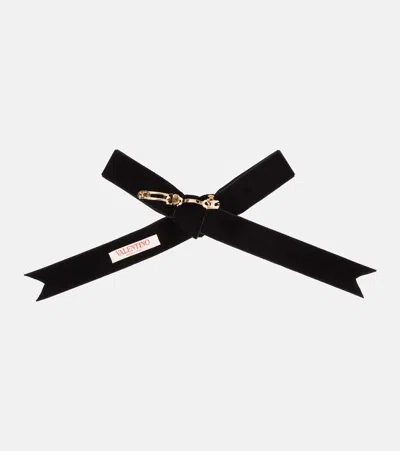 Valentino Garavani Valentino Vlogo Signature Bow Velvet Hair Clip In Black