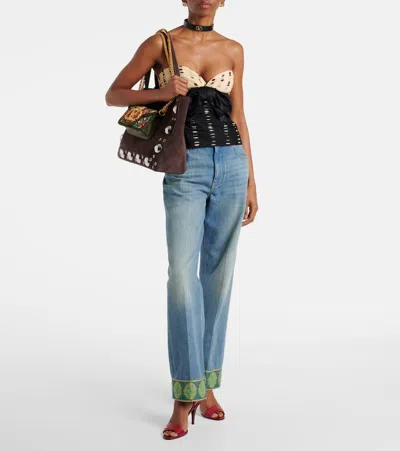 Valentino Garavani Nellcote Embellished Suede Tote In Brown