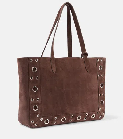 Valentino Garavani Nellcote Embellished Suede Tote In Brown