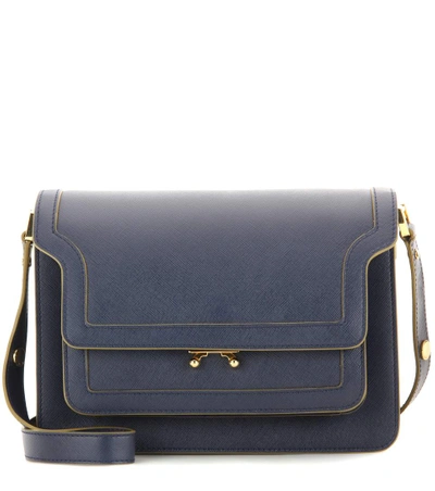 Shop Marni Trunk Leather Shoulder Bag In Eight Llue