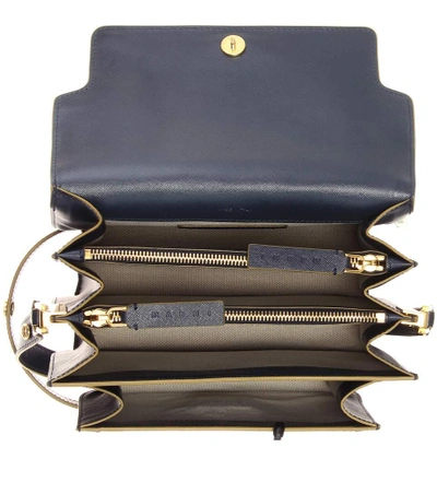 Shop Marni Trunk Leather Shoulder Bag In Eight Llue