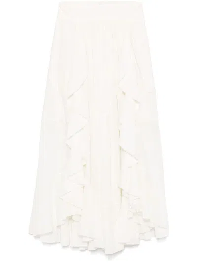 Zimmermann Ruffled Maxi Skirt In White