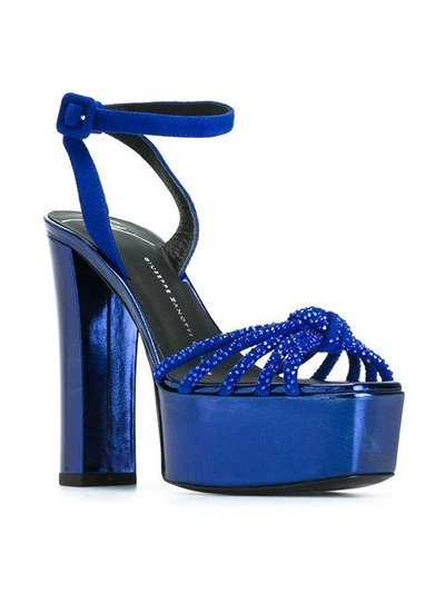 Shop Giuseppe Zanotti Knot Platform Sandals In Blue