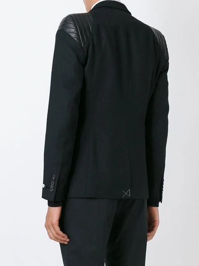 Shop Les Hommes Quilted Shoulder Blazer In Black