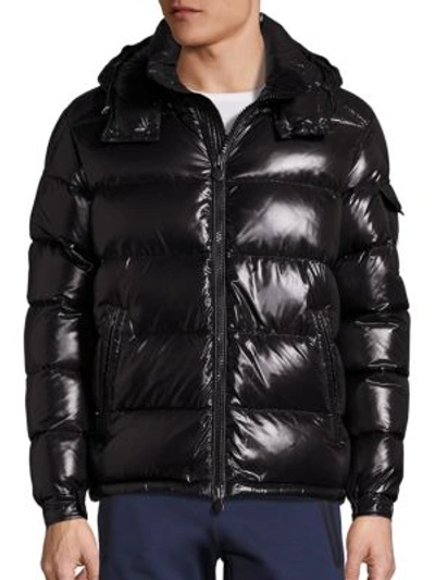 Shop Moncler Maya Shiny Puffer Jacket In Black