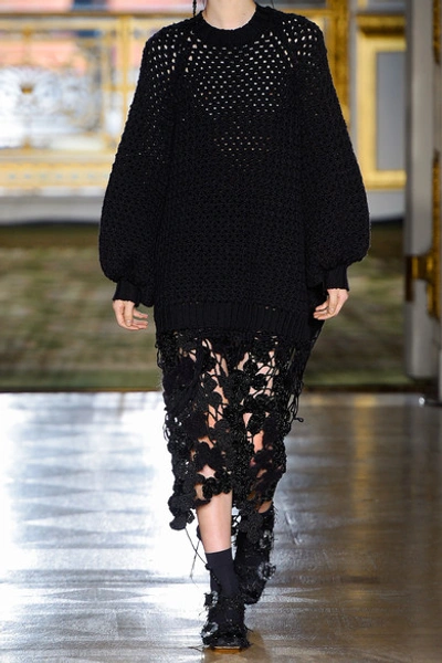 Shop Simone Rocha Metallic Crocheted Midi Skirt