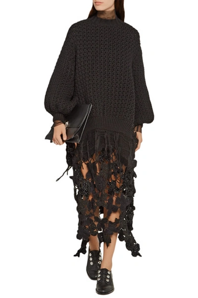 Shop Simone Rocha Metallic Crocheted Midi Skirt