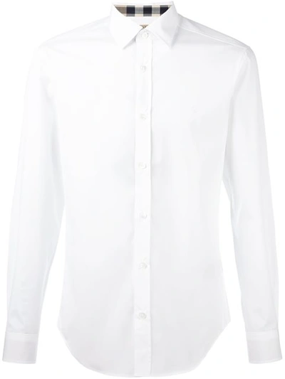 Shop Burberry Stretch Cotton Poplin Shirt In White