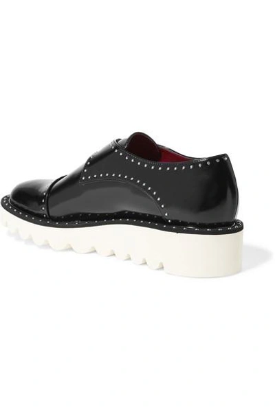 Shop Stella Mccartney Odette Studded Faux Glossed-leather Brogues