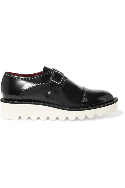 Shop Stella Mccartney Odette Studded Faux Glossed-leather Brogues