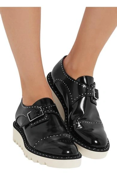 Shop Stella Mccartney Odette Studded Faux Glossed-leather Brogues