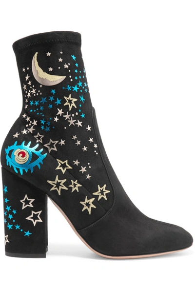 Valentino Garavani Woman Printed Suede Ankle Boots Black In Black-multi ...