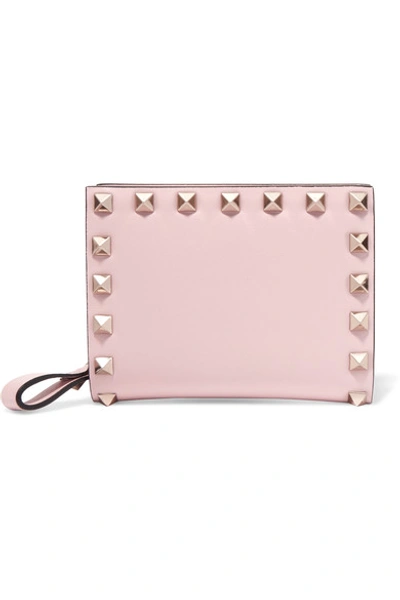 Valentino Garavani Rockstud Leather Wallet In Powder-pink